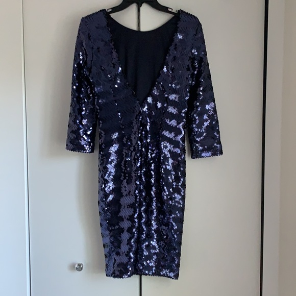 Navy sequin bodycon mini dress - Picture 4 of 7